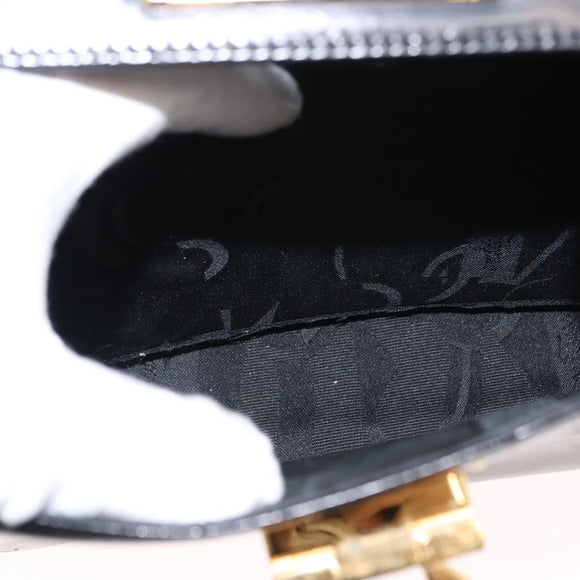 Salvatore Ferragamo Gancini Hand Bag Leather Black Gold Auth 146862