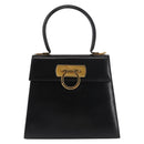Salvatore Ferragamo Gancini Hand Bag Leather Black Gold Auth 146862-13