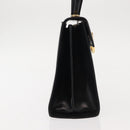 Salvatore Ferragamo Gancini Hand Bag Leather Black Gold Auth 146862-4