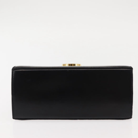 Salvatore Ferragamo Gancini Hand Bag Leather Black Gold Auth 146862