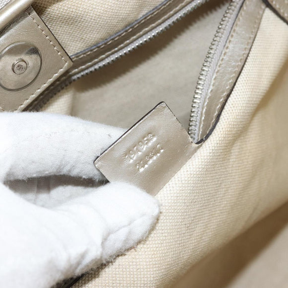 GUCCI GG Implementation Tote Bag Silver 197953 Auth 146864