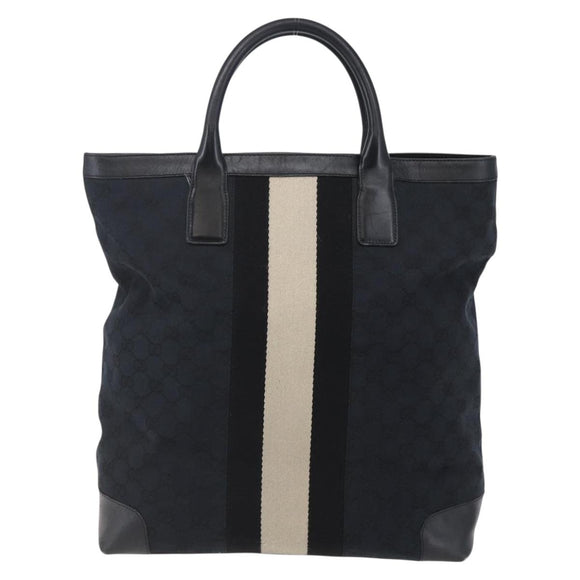 GUCCI GG Canvas Sherry Line Hand Bag Black 002 1093 Auth 146866