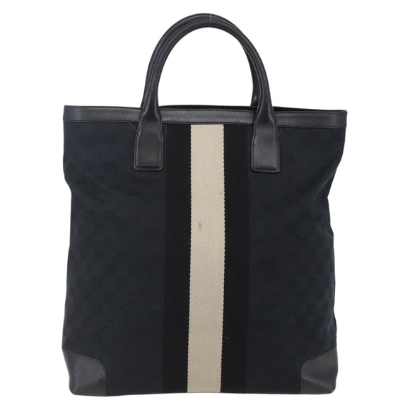 GUCCI GG Canvas Sherry Line Hand Bag Black 002 1093 Auth 146866