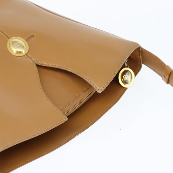 Christian Dior Shoulder Bag Leather Brown Gold Auth 146868