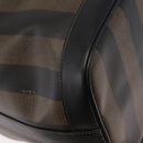 FENDI Pecan Canvas Shoulder Bag PVC Black Brown gold Auth 146873-16