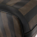 FENDI Pecan Canvas Shoulder Bag PVC Black Brown gold Auth 146873-17
