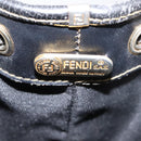 FENDI Pecan Canvas Shoulder Bag PVC Black Brown gold Auth 146873-12