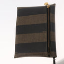 FENDI Pecan Canvas Shoulder Bag PVC Black Brown gold Auth 146873-20