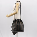 FENDI Pecan Canvas Shoulder Bag PVC Black Brown gold Auth 146873-23