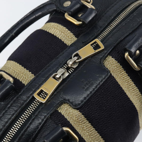 GUCCI Hand Bag Leather 2way Navy Gold 269876 Auth 146876