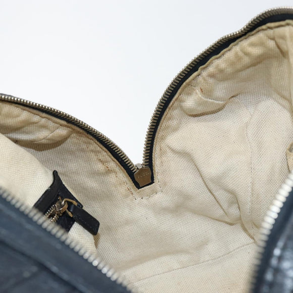 GUCCI Hand Bag Leather 2way Navy Gold 269876 Auth 146876