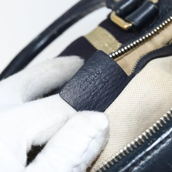 GUCCI Hand Bag Leather 2way Navy Gold 269876 Auth 146876