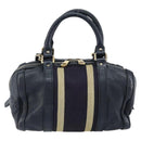 GUCCI Hand Bag Leather 2way Navy Gold 269876 Auth 146876-2