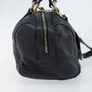 GUCCI Hand Bag Leather 2way Navy Gold 269876 Auth 146876-3