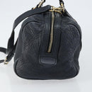 GUCCI Hand Bag Leather 2way Navy Gold 269876 Auth 146876-4