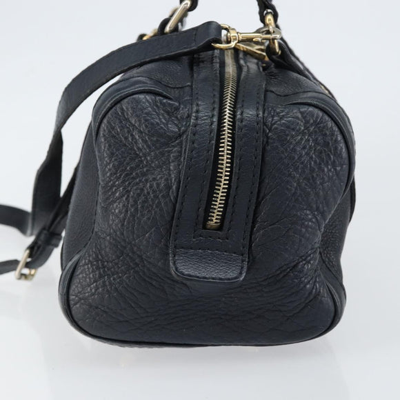 GUCCI Hand Bag Leather 2way Navy Gold 269876 Auth 146876