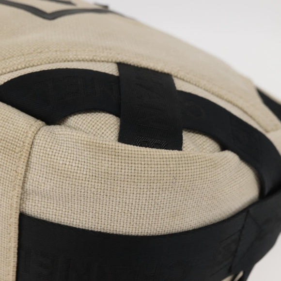 CHANEL Sports COCO Mark Shoulder Bag Canvas Beige Silver CC Auth 146878