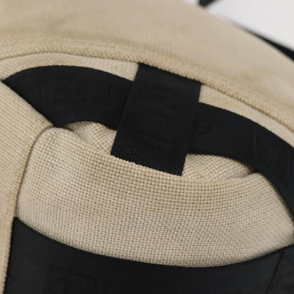 CHANEL Sports COCO Mark Shoulder Bag Canvas Beige Silver CC Auth 146878