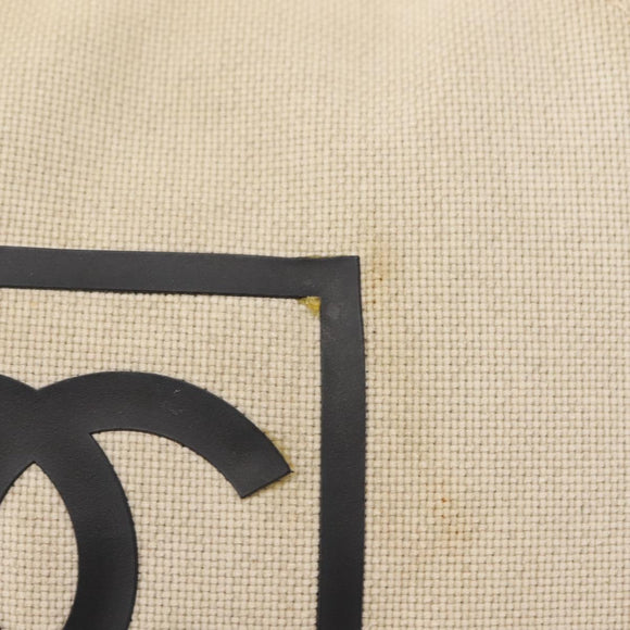 CHANEL Sports COCO Mark Shoulder Bag Canvas Beige Silver CC Auth 146878