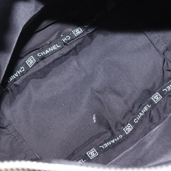 CHANEL Sports COCO Mark Shoulder Bag Canvas Beige Silver CC Auth 146878