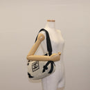 CHANEL Sports COCO Mark Shoulder Bag Canvas Beige Silver CC Auth 146878-23