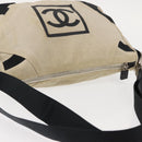 CHANEL Sports COCO Mark Shoulder Bag Canvas Beige Silver CC Auth 146878-6