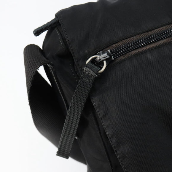 PRADA Shoulder Bag Nylon Black Silver Auth 146879