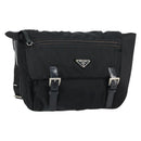 PRADA Shoulder Bag Nylon Black Silver Auth 146879-1