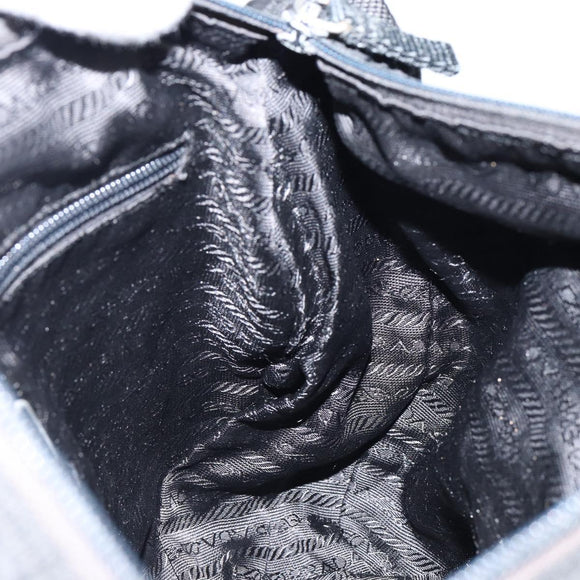 PRADA Shoulder Bag Nylon Black Silver Auth 146879