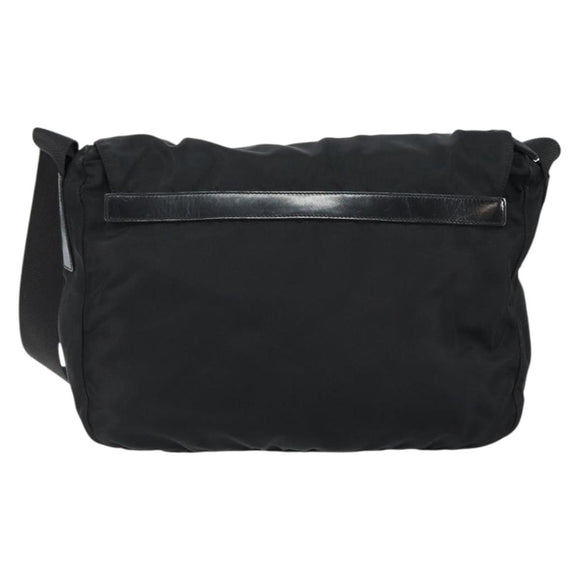 PRADA Shoulder Bag Nylon Black Silver Auth 146879