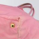 PRADA Hand Bag Nylon Pink Gold Auth 146881-9