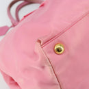 PRADA Hand Bag Nylon Pink Gold Auth 146881-14