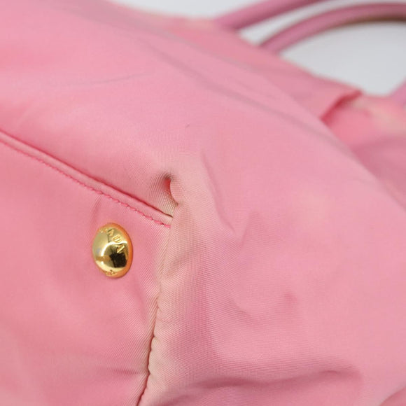 PRADA Hand Bag Nylon Pink Gold Auth 146881
