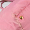 PRADA Hand Bag Nylon Pink Gold Auth 146881-16