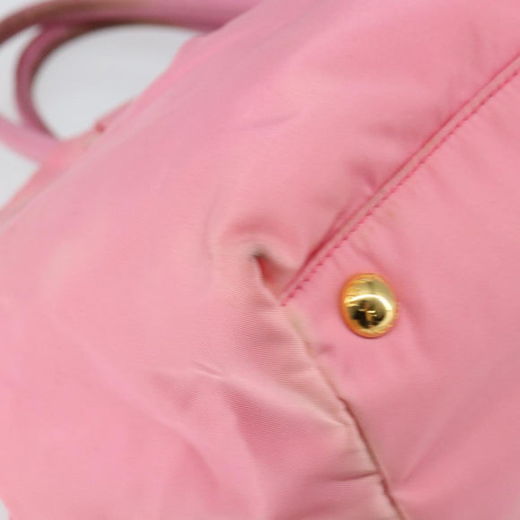 PRADA Hand Bag Nylon Pink Gold Auth 146881