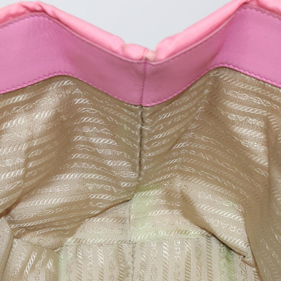 PRADA Hand Bag Nylon Pink Gold Auth 146881