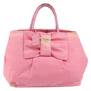 PRADA Hand Bag Nylon Pink Gold Auth 146881-13
