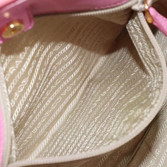 PRADA Hand Bag Nylon Pink Gold Auth 146881