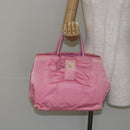 PRADA Hand Bag Nylon Pink Gold Auth 146881-23