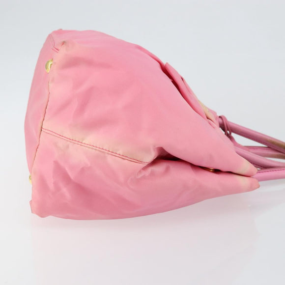 PRADA Hand Bag Nylon Pink Gold Auth 146881