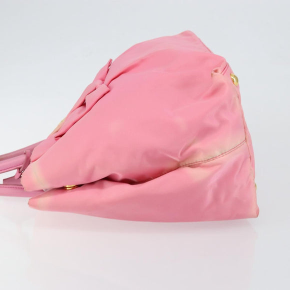 PRADA Hand Bag Nylon Pink Gold Auth 146881