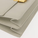 GIVENCHY Shoulder Bag Leather Gray Gold Auth 146883-9