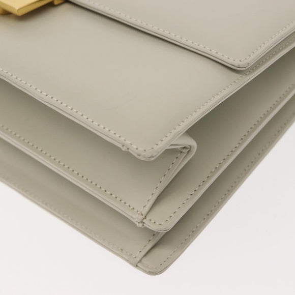 GIVENCHY Shoulder Bag Leather Gray Gold Auth 146883