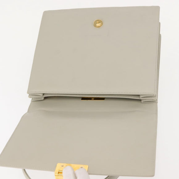 GIVENCHY Shoulder Bag Leather Gray Gold Auth 146883