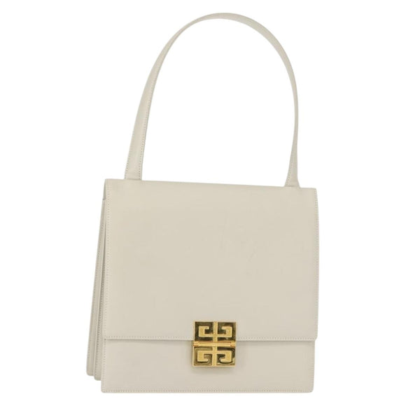 GIVENCHY Shoulder Bag Leather Gray Gold Auth 146883