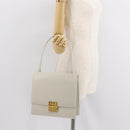 GIVENCHY Shoulder Bag Leather Gray Gold Auth 146883-24