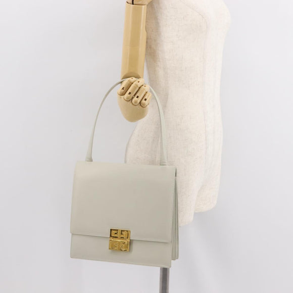 GIVENCHY Shoulder Bag Leather Gray Gold Auth 146883