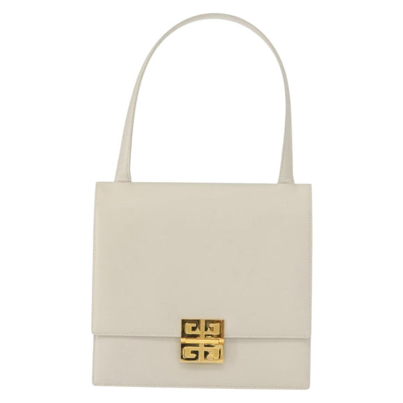 GIVENCHY Shoulder Bag Leather Gray Gold Auth 146883