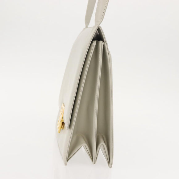 GIVENCHY Shoulder Bag Leather Gray Gold Auth 146883