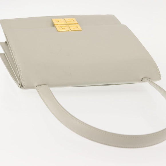 GIVENCHY Shoulder Bag Leather Gray Gold Auth 146883